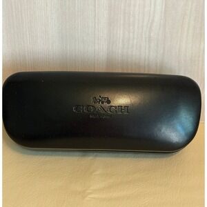 Coach Womens Eyeglass Case Hardshell Faux Leather OS Black Embossed Logo Case